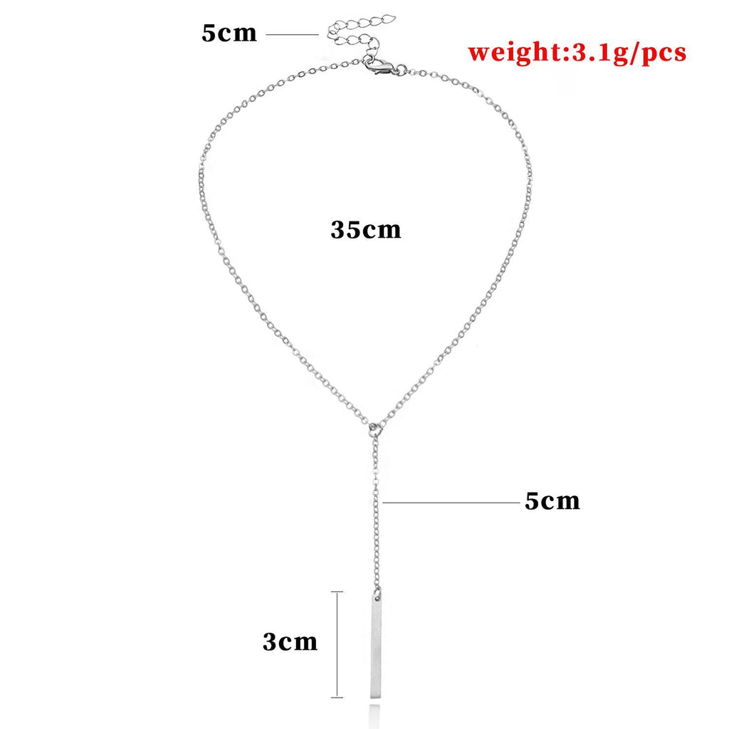 Metal Chain Bar Lariat Necklace