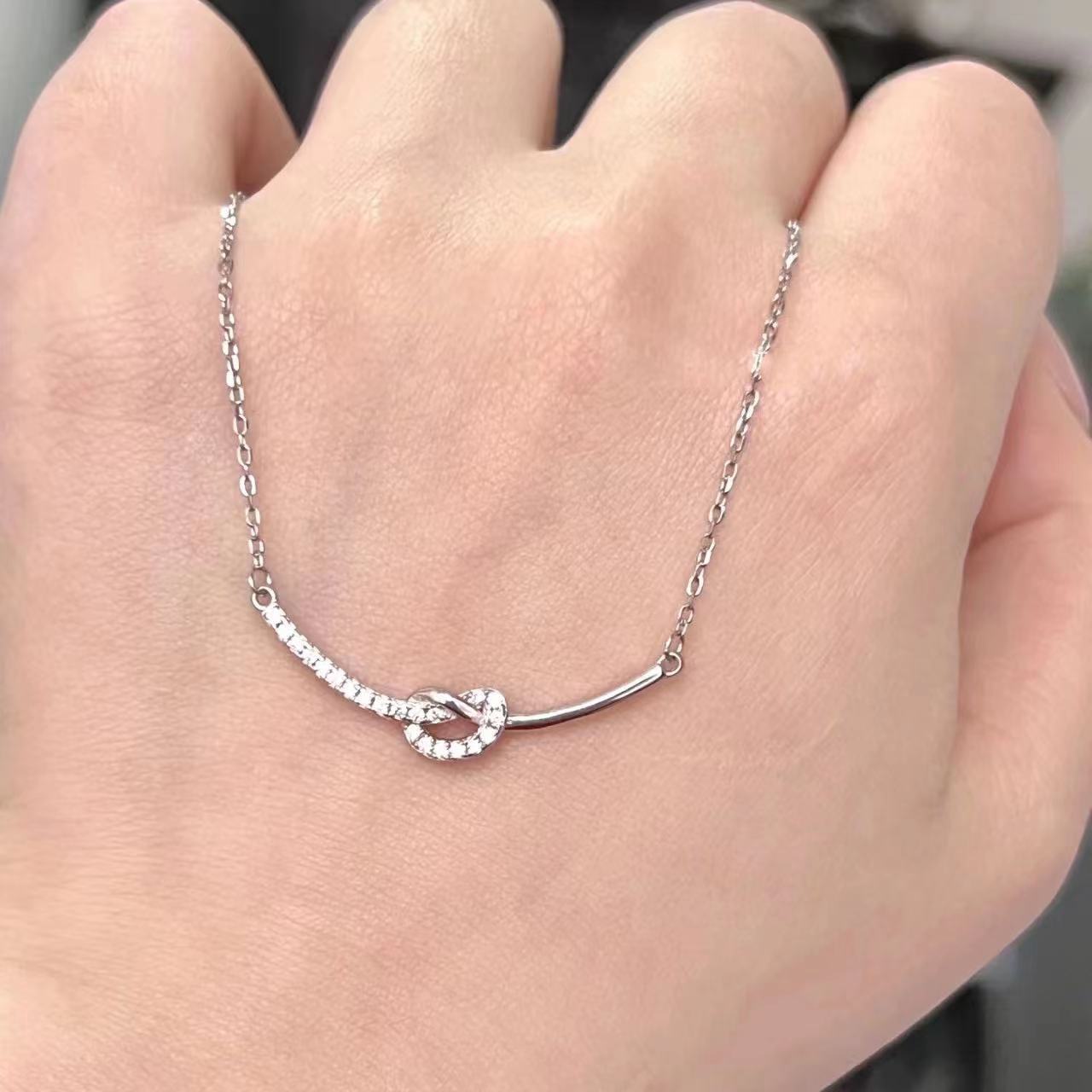 Knotted Stone bow Pendant Necklace