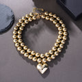 Multi-layer Round Beaded Necklace CCB love Pendent