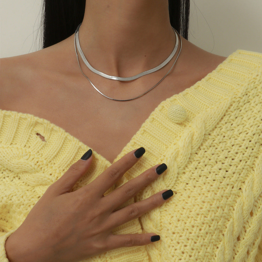 Double Layer Snake Chain Necklace for Women
