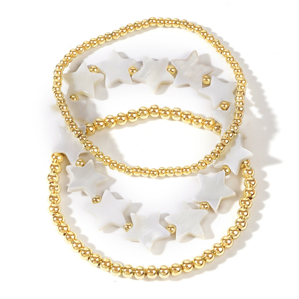 Shell Pentagram Elegant Bead Elastic Bracelet