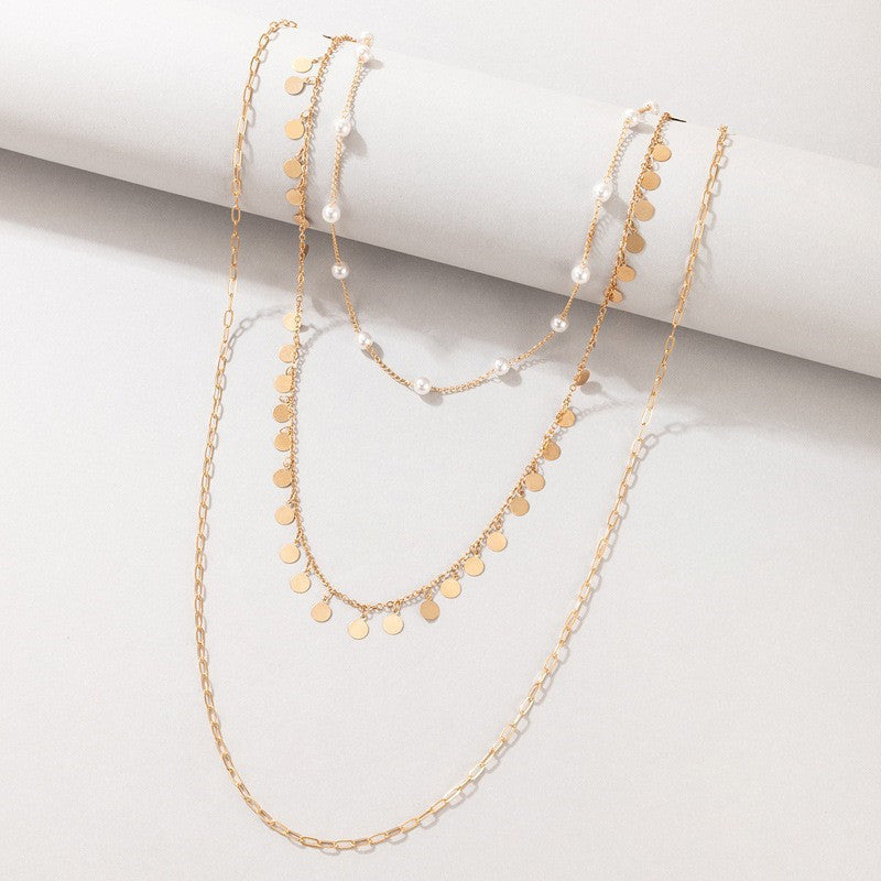 Multi Round Small Disc Charm Necklace