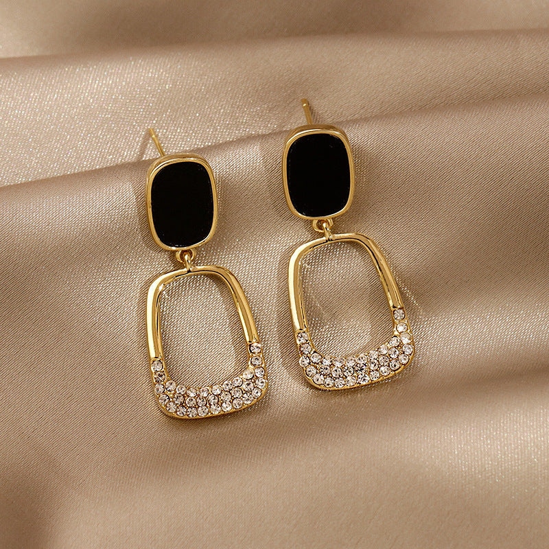 Geometric Rhinestone Stud Earrings
