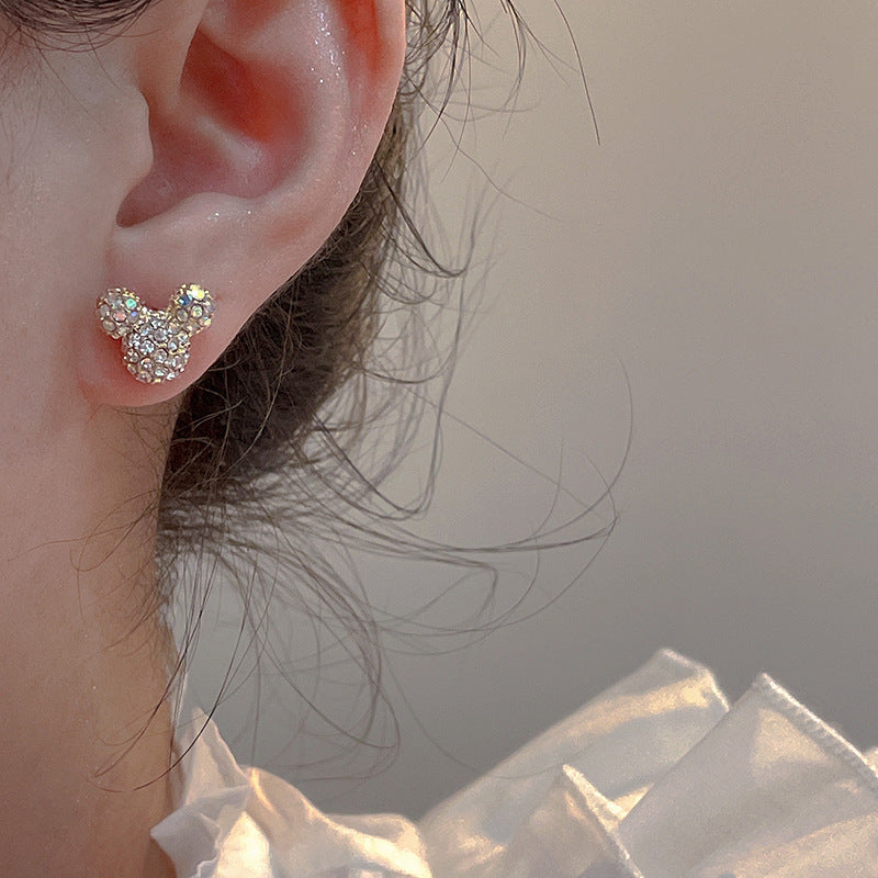 Full Rhinestone Mouse Stud Earrings