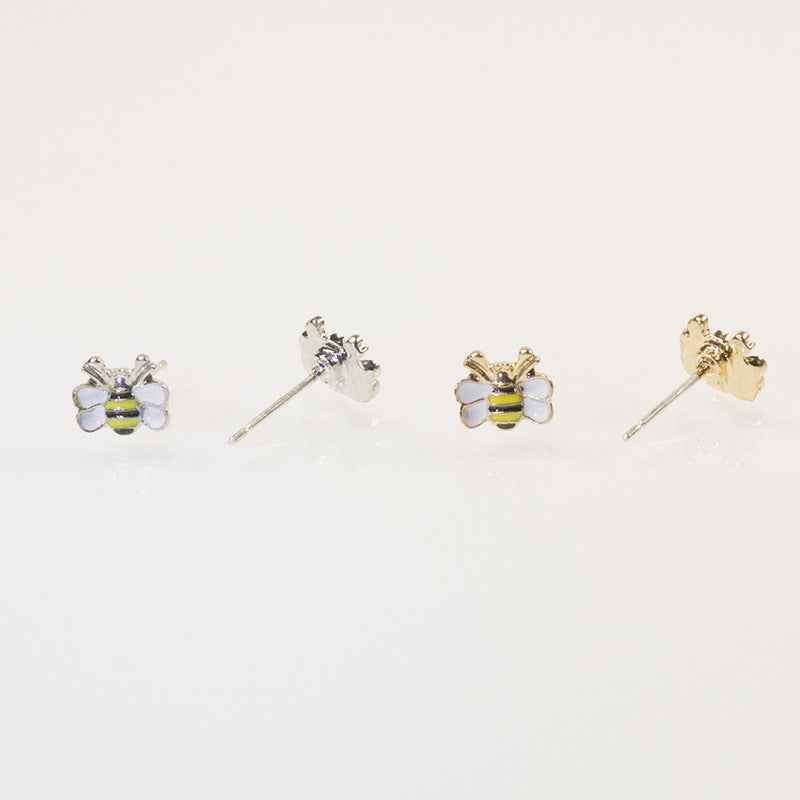 Swan Bee Stud Earrings Set