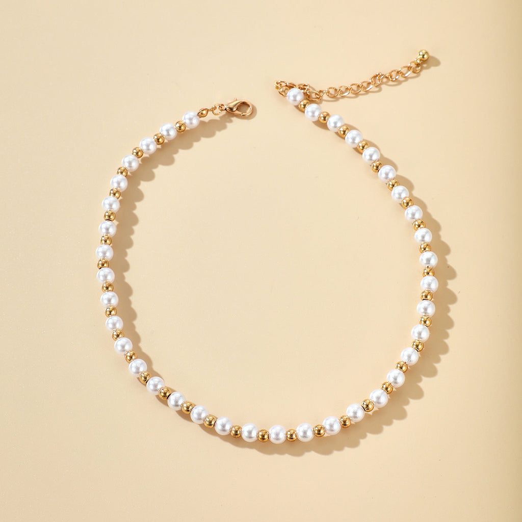 Simple Women Jewelry Gold Plated Bead Necklace Choker