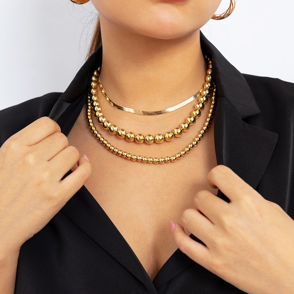 Layered Beaded Neck Jewelry for Women Multi 3 Layers