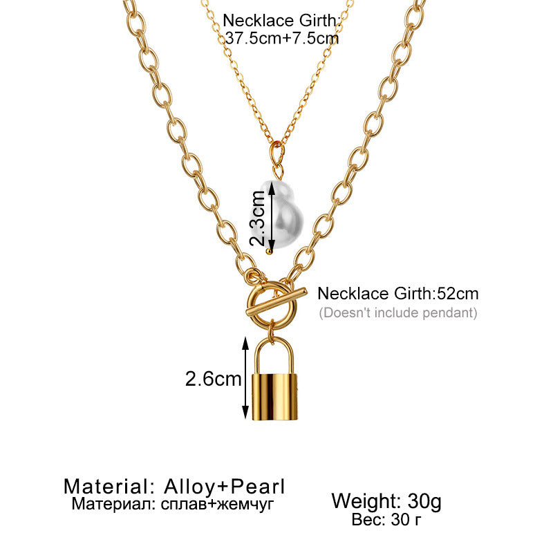 Heart Star Charm Paperclip Chain Choker Necklace Layered Lock Pendant
