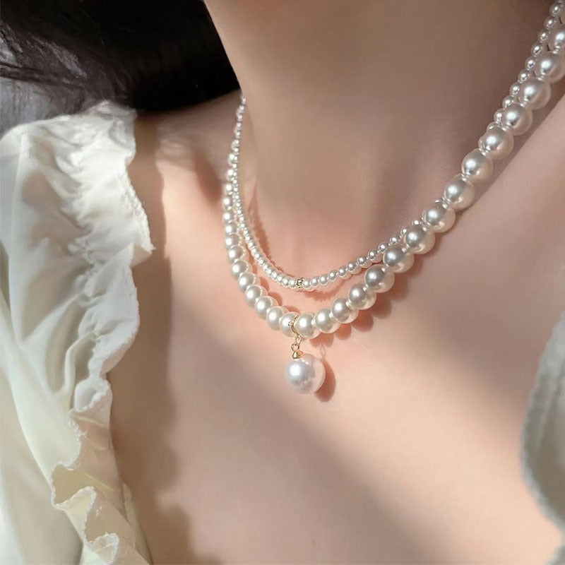Vintage Multi Strands Pearl Pendant Necklace