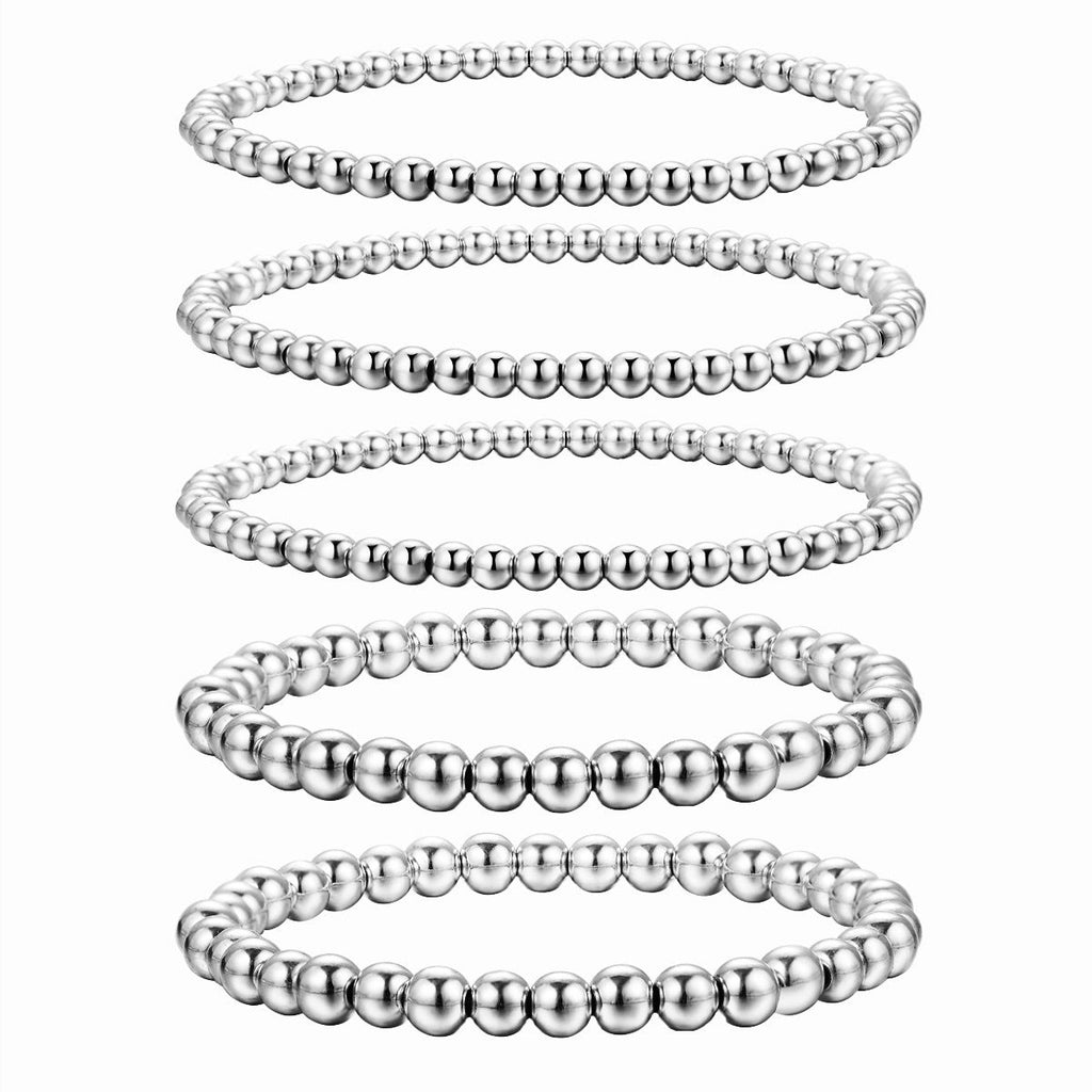 Stackable Stretch Elastic CCB Gold Bead Layered Bracelets