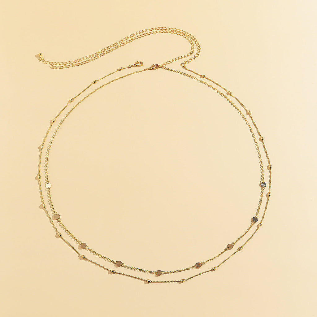 Popular Design Sexy Vintage Double-Deck Summer Beach Metal Waist Chain