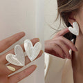 White Color Big Heart Stud Earrings for Women