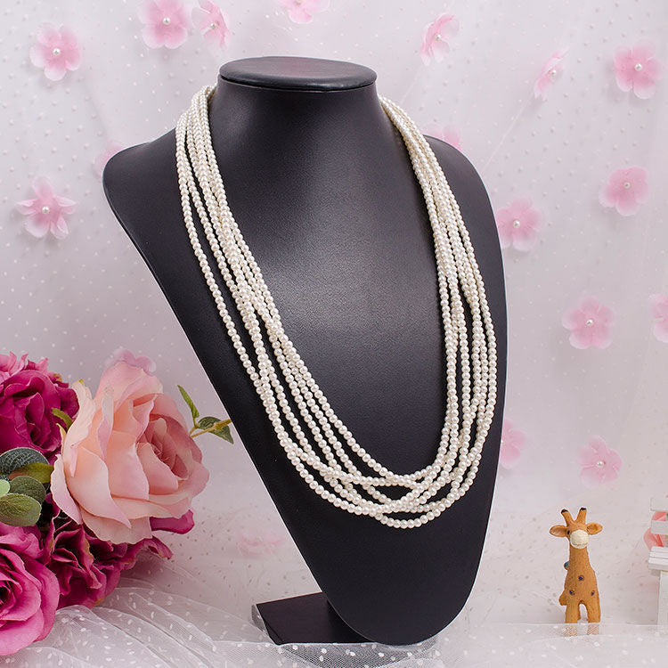 Multi Layer Pearl Necklace Luxury Chain Long