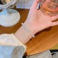 White Pearl Beaded Elastic Bracelet
