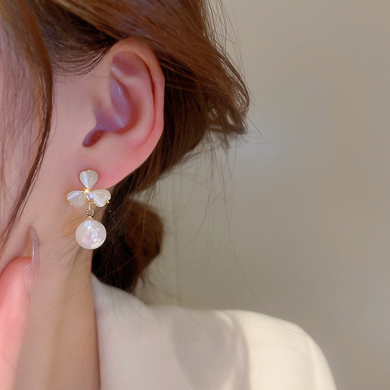 Opal Clover Pearl Earrings for Women