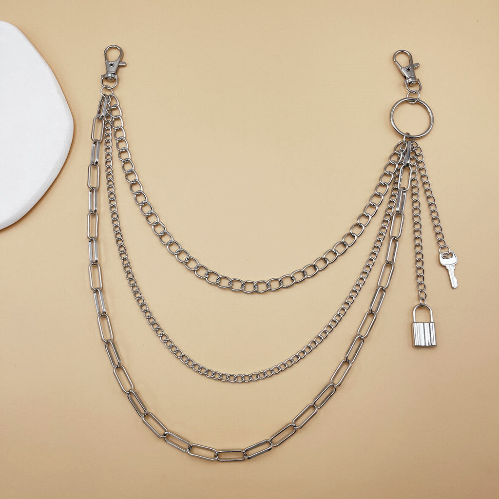 Fashion Metal Lock Key Pendant Pants Chain