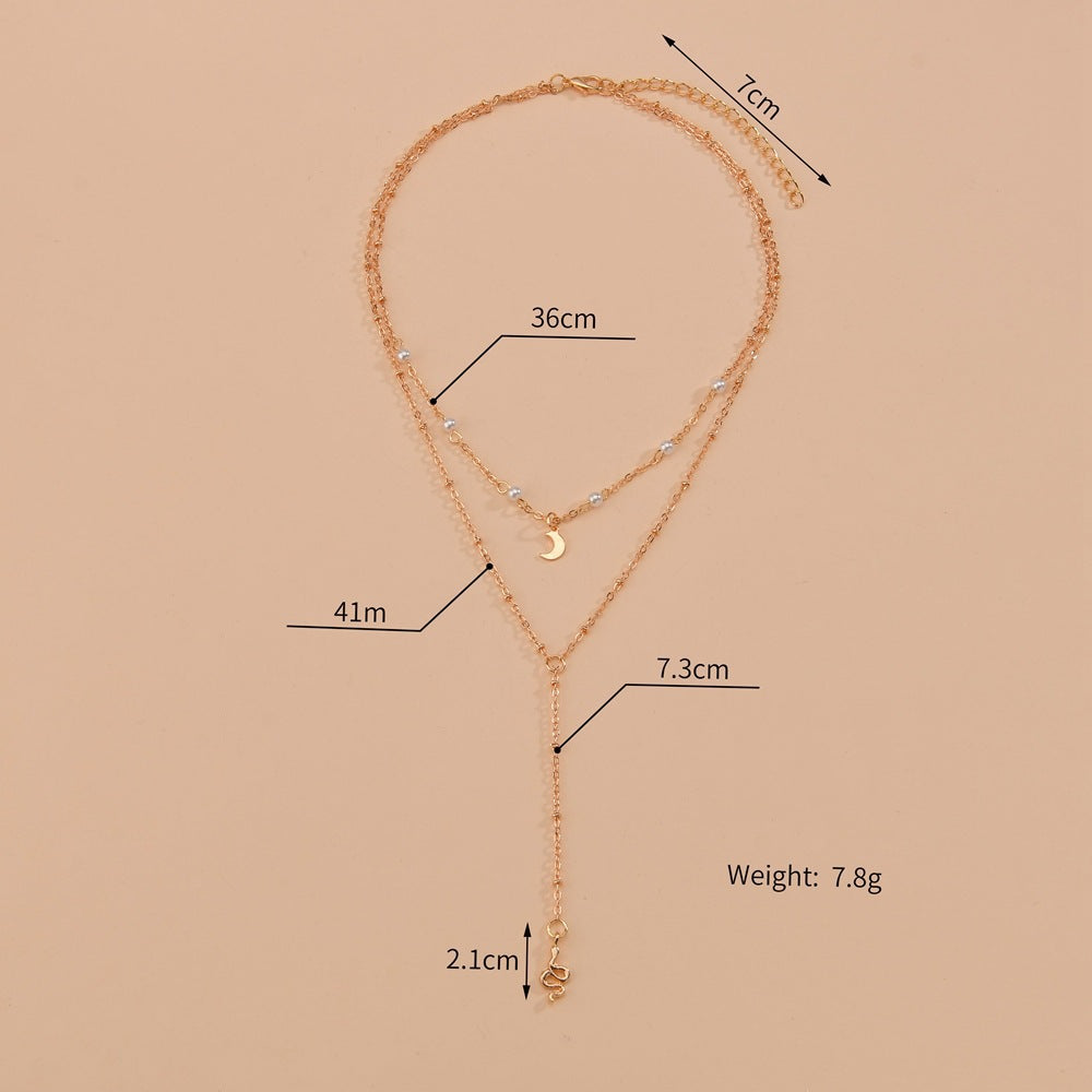 Bohemian Multi-layer Moon Bead Chain Sequins Necklace