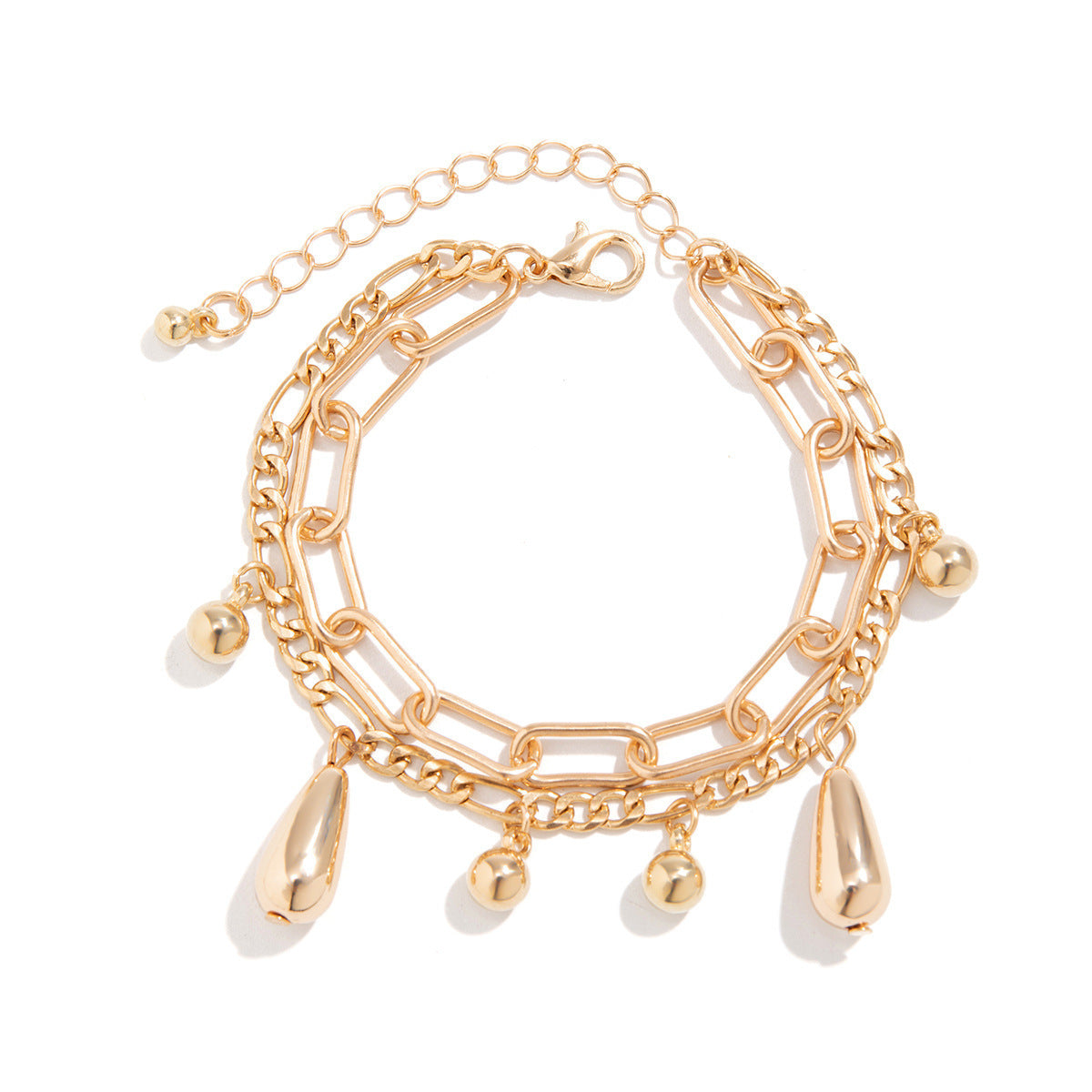 Hip Hop Droplet Comma Pendant Necklace Bracelet Set