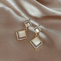 Geometric Opal Square Stud Earrings