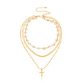 Cross Pendant Snake Bone Chain Necklace for Women