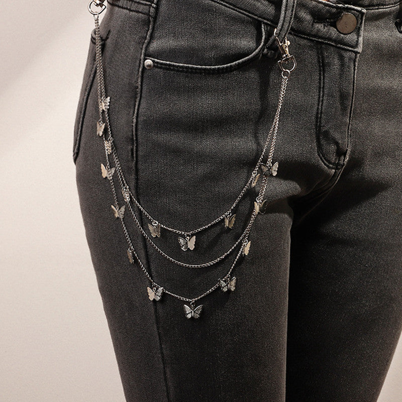 Hip Hop Multilayer Butterfly Waist Chain