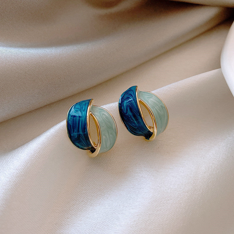 Double Arc Cross Enamel Stud Earring