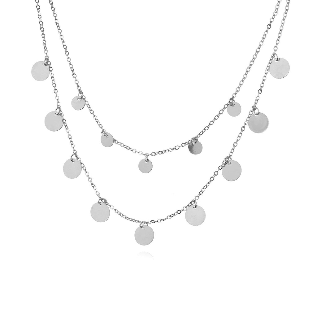 Disc Layered Chain Choker Necklaces