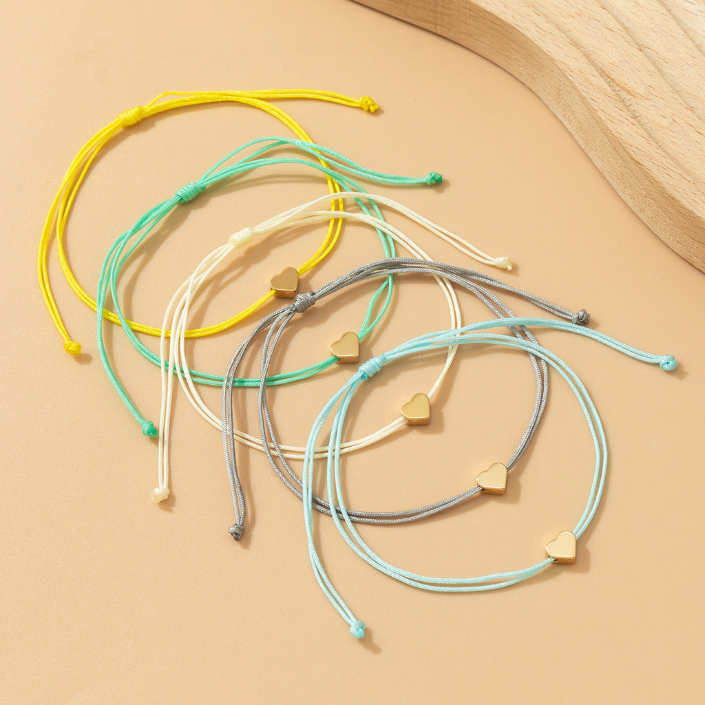 Colorful Drawstring Sweet Love Heart Bracelet