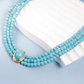 Geometric Beaded Necklace Simple Turquoise Multi-layer