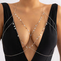 Multi-Layer Metal Small Round Piece Tassel Chest Chain Body Chain