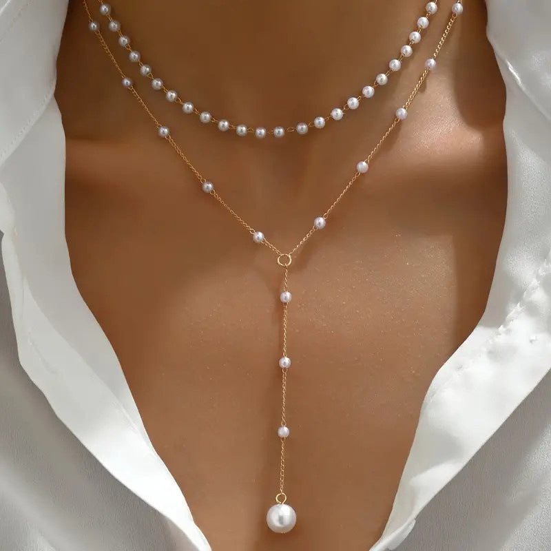 Pearl Pendant Multi-layer Necklace