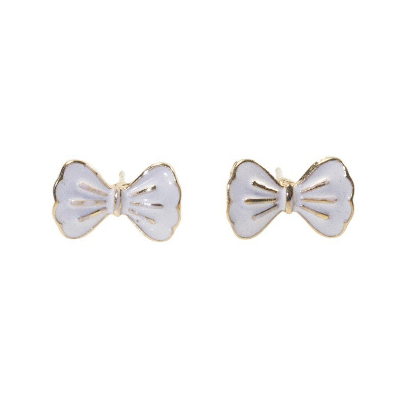 White Bow Stud Earrings
