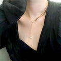 Wheat Chain Pearl Pendant Necklace