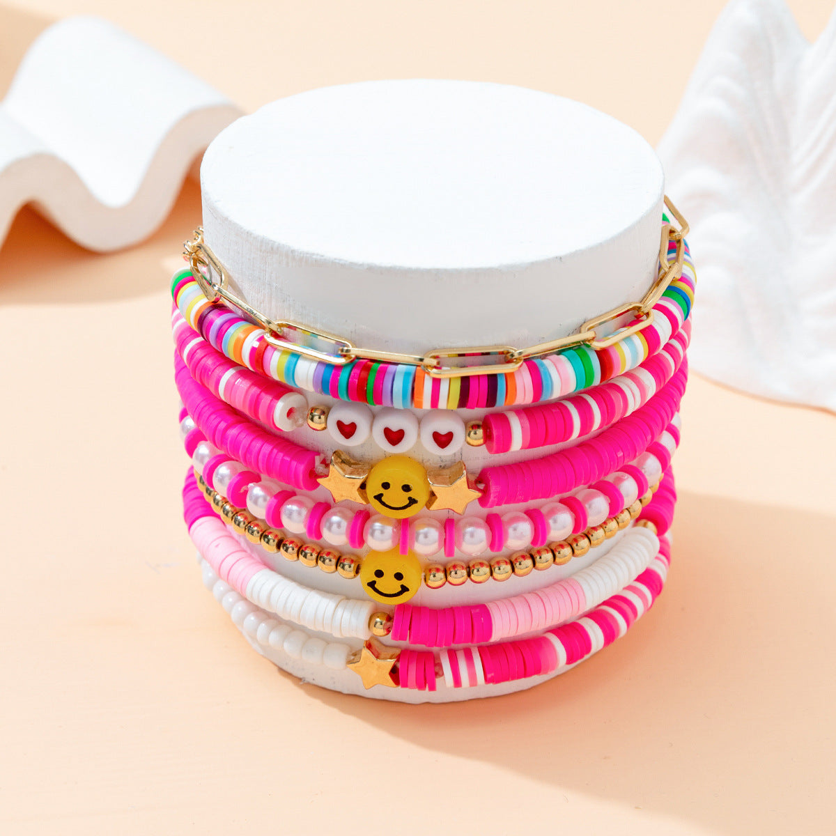 Colorful Smile Polymer Clay Beach Bohemian Bracelets