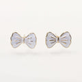 White Bow Stud Earrings