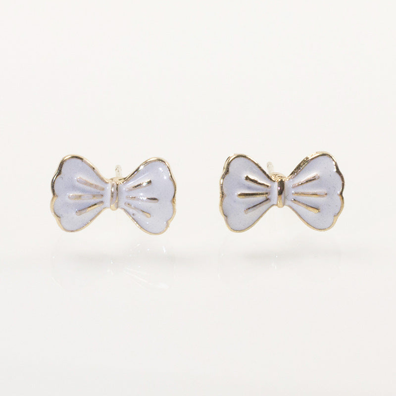 White Bow Stud Earrings