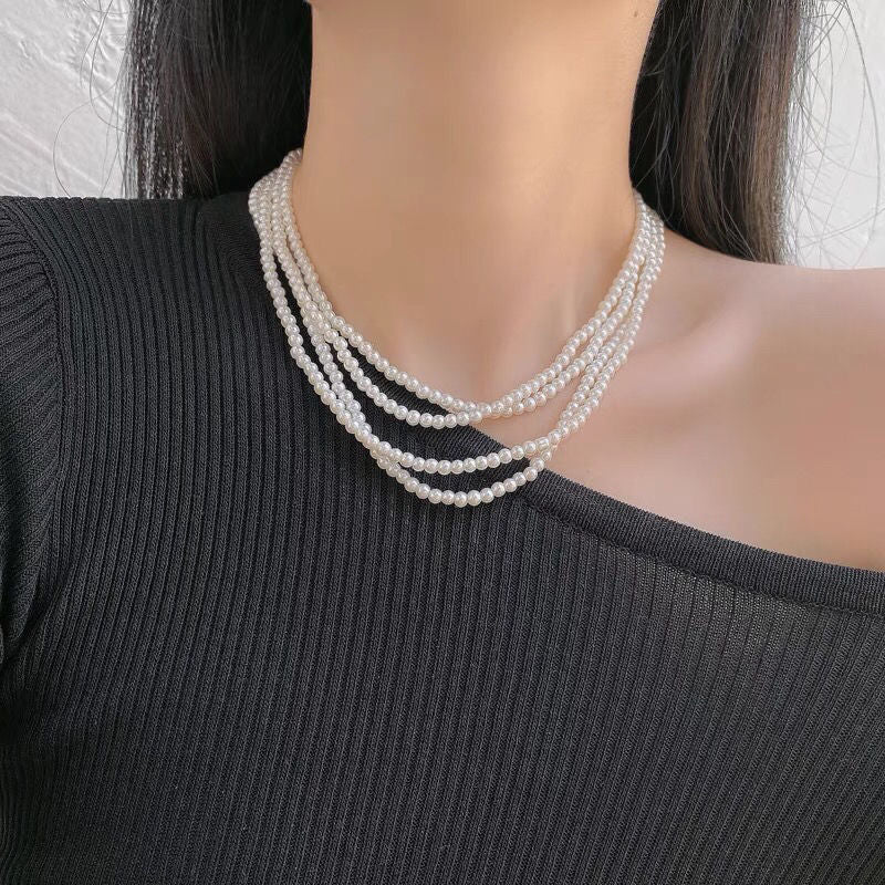 Retro Multilayered Pearl Necklace Baroque Beautiful