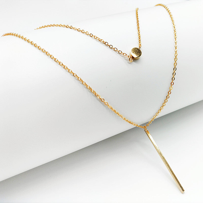 Multi Layered Disc Square Pendant Necklace
