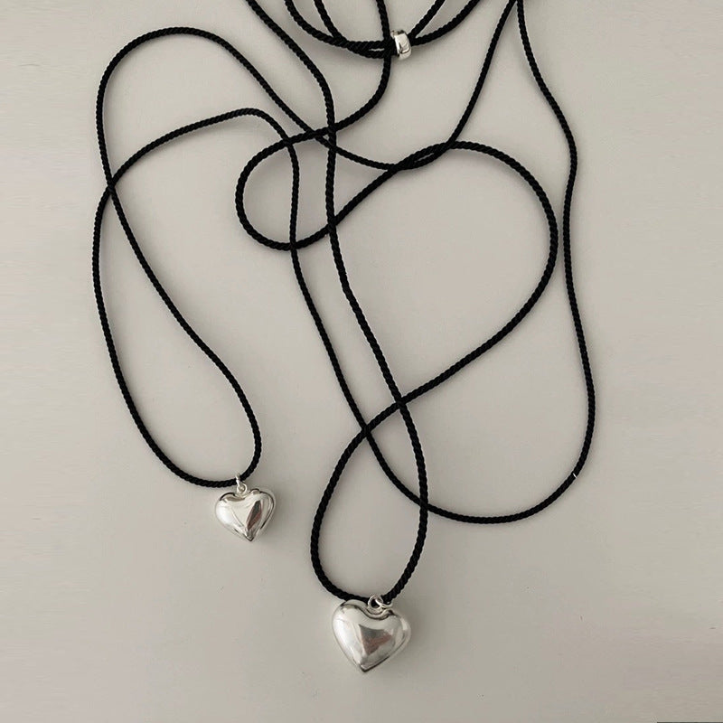 Braided Rope Love Pendant Charm Heart Necklace