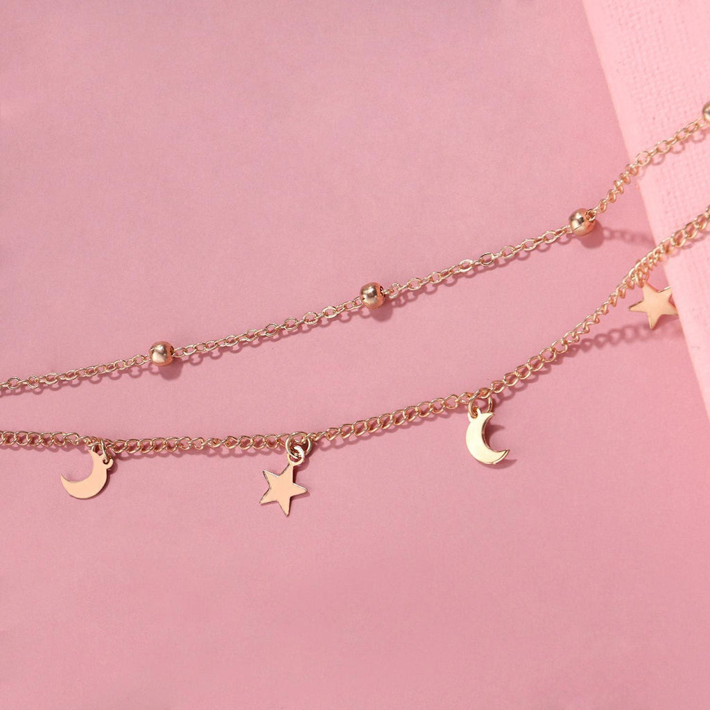 Summer Beach Sexy Double Layered Round Beads Star Feet Chain