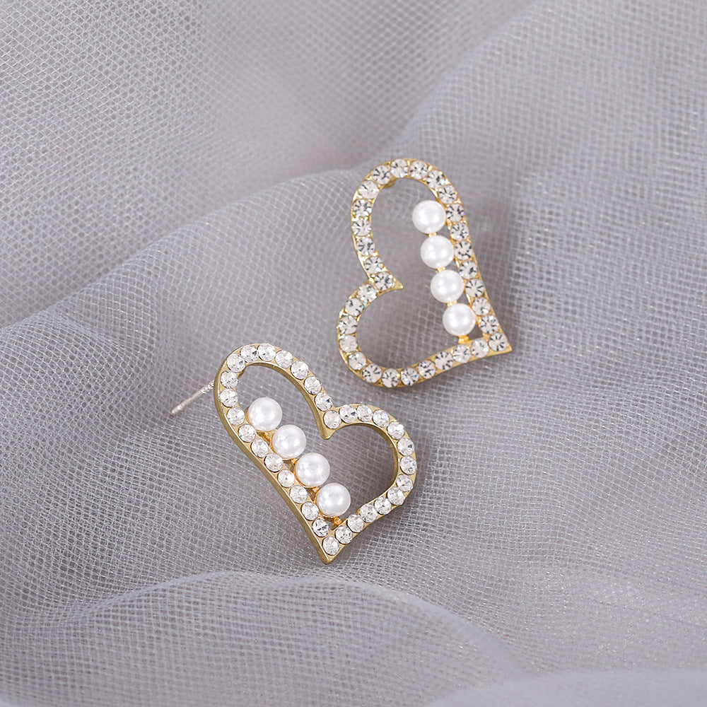 Love Heart Crystal Pearl Earring