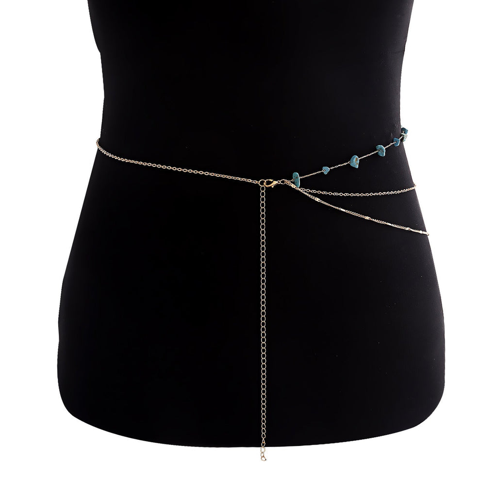 Waist Beads Belly Body Chain Double Layer Rhinestone Chain Jewelry