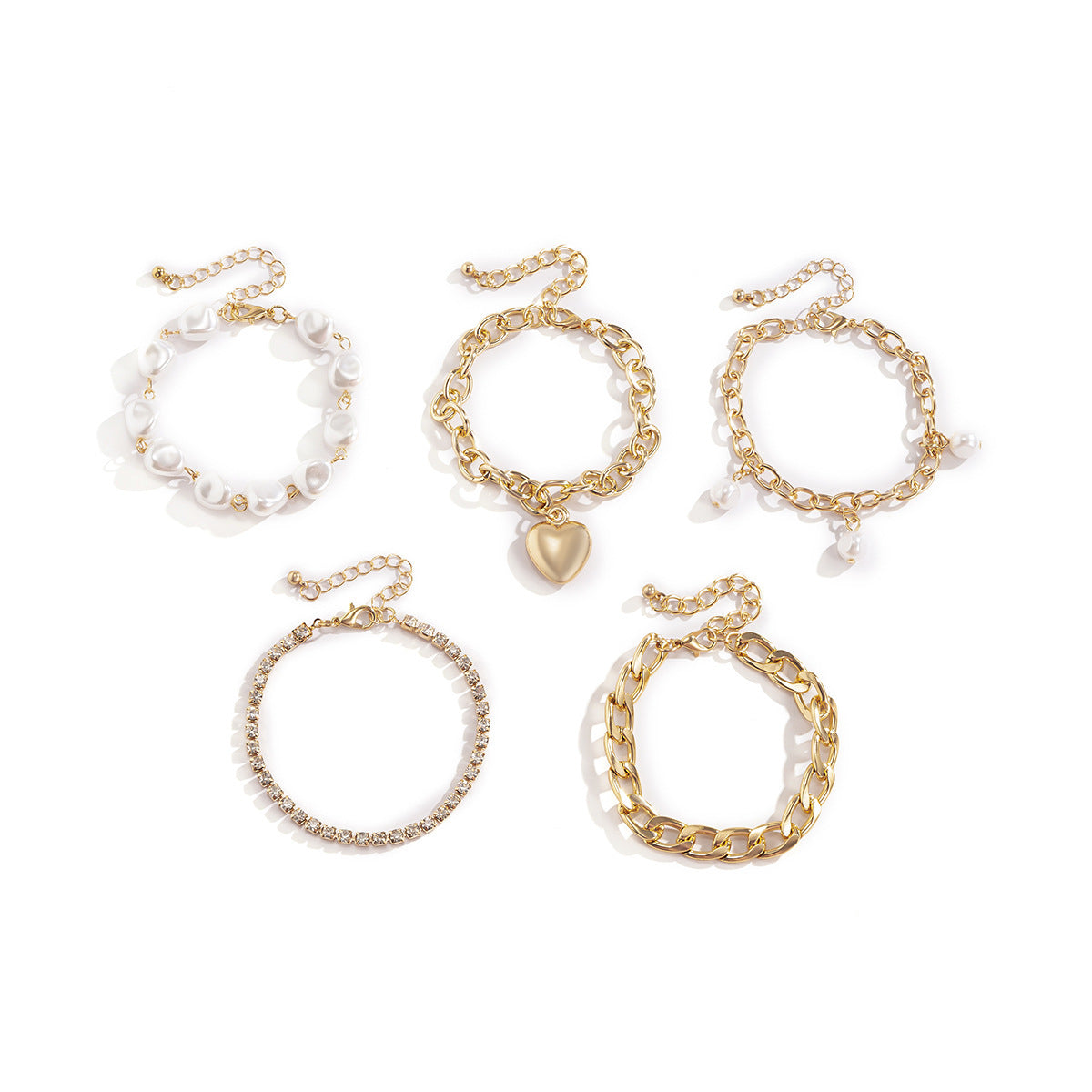 Fashion Curb Cuban Chain Bracelets Set