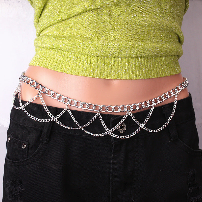 Fashion Multi Layer Belly Body Chain Bikini Metal Rave Body Waist Chain