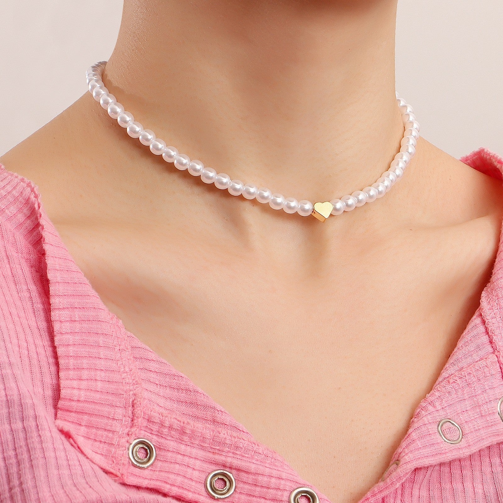 Elegant Classic Pearl Necklace Choker Chain Necklace