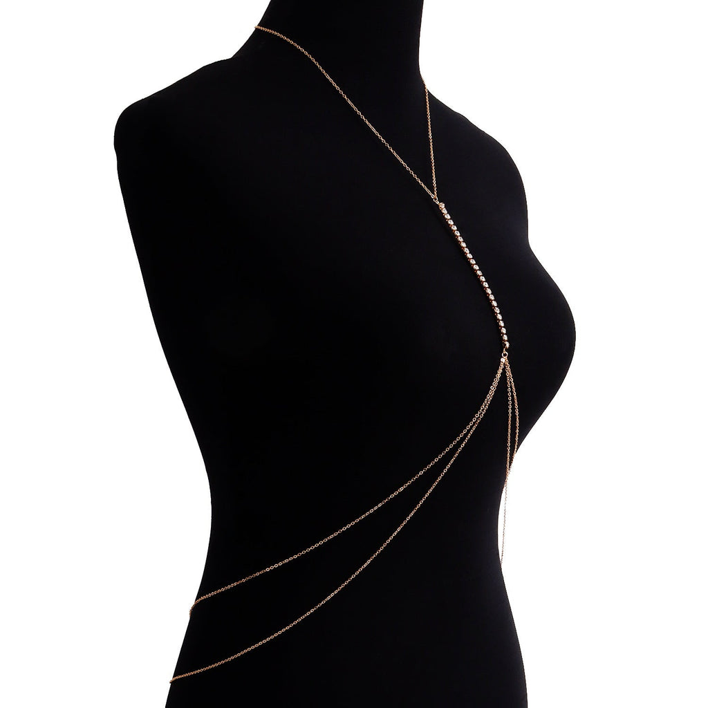 Simple Rhinestone Bikini Breast Chain Waist Chain Sexy Body Jewelry