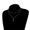 Double Layers Necklace for Women Cross Pendant