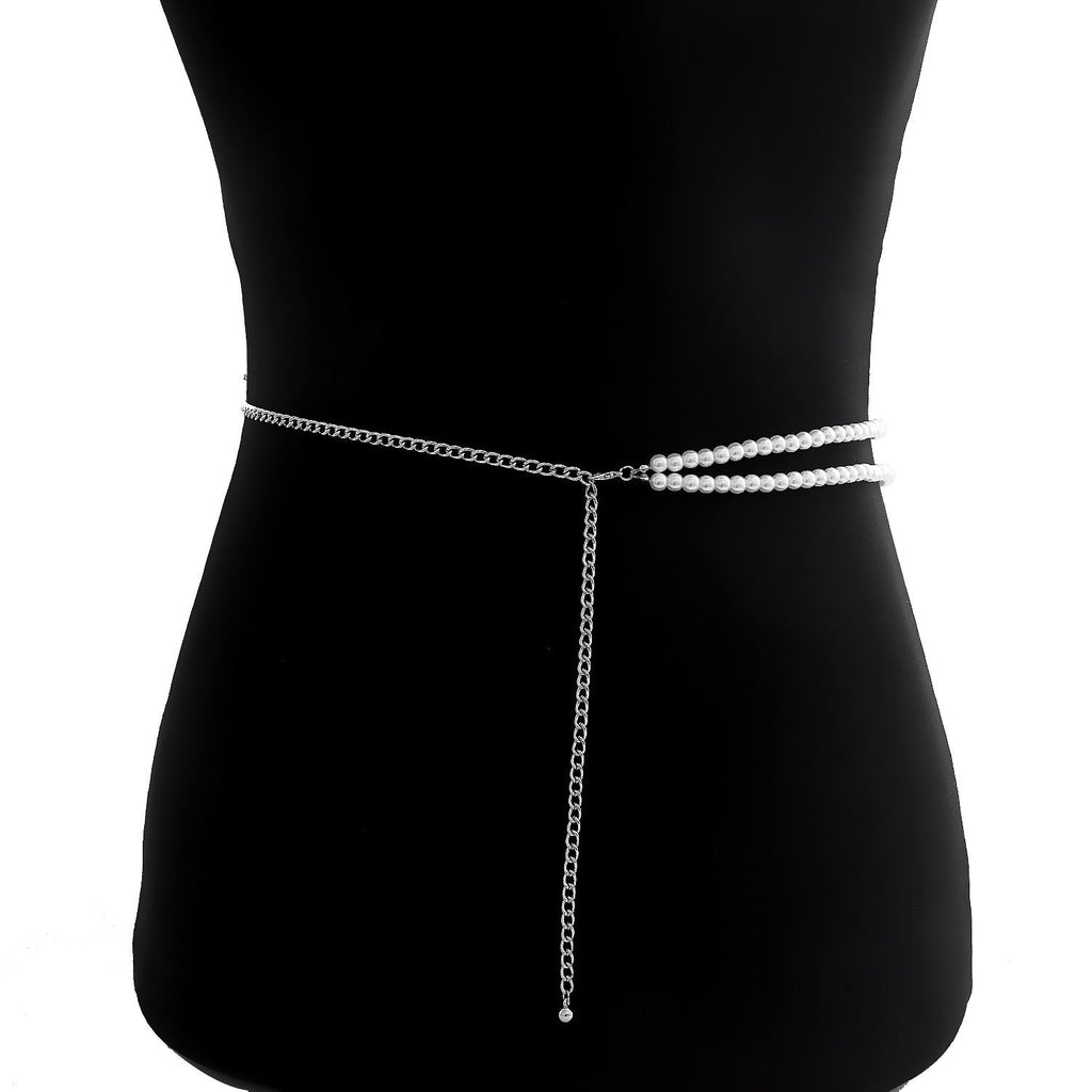Pearl Beads Waist Chain Layered Belly Chains Rave Body Jewelry