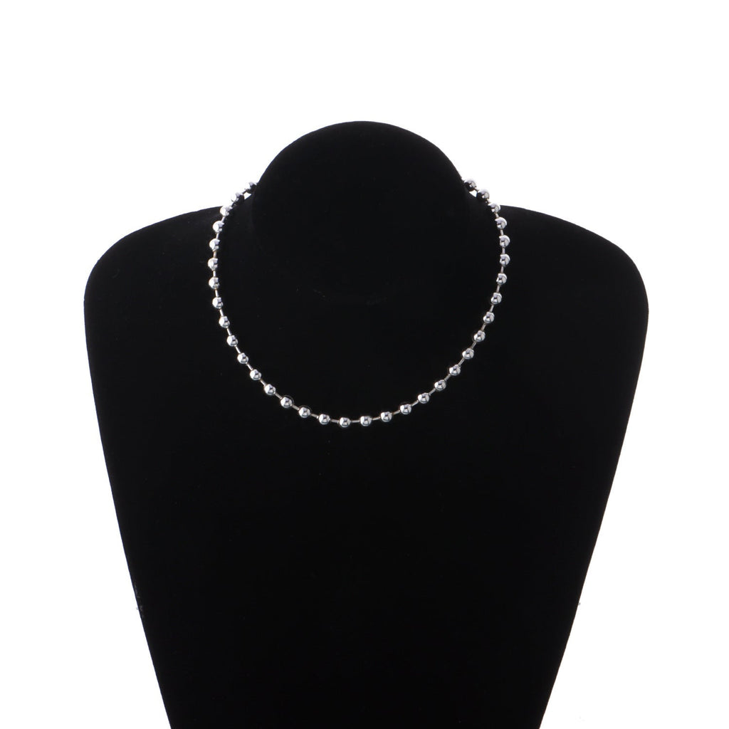 Punk Chunky Beaded Chain Handmade Choker Plain Ball Necklace