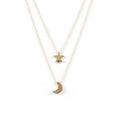 Alloy Star Moon Pendant Two Layered Necklace